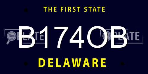 B174OB Delaware License Plate