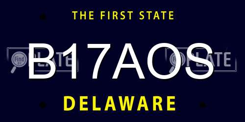 B17AOS Delaware License Plate