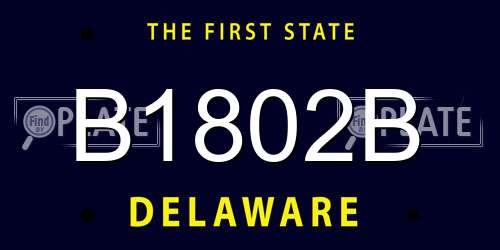 B1802B Delaware License Plate