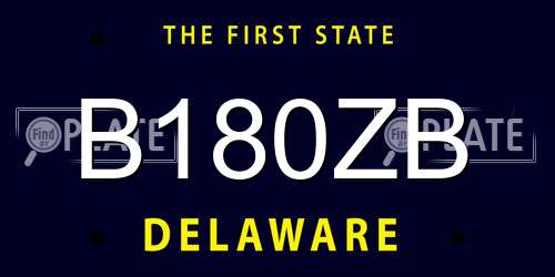 B180ZB Delaware License Plate