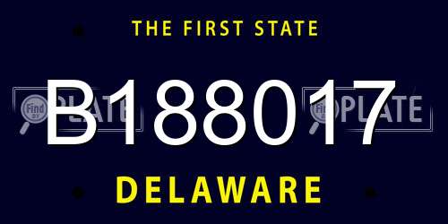 B188017 Delaware License Plate