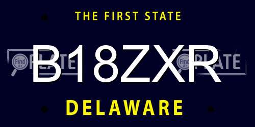 B18ZXR Delaware License Plate