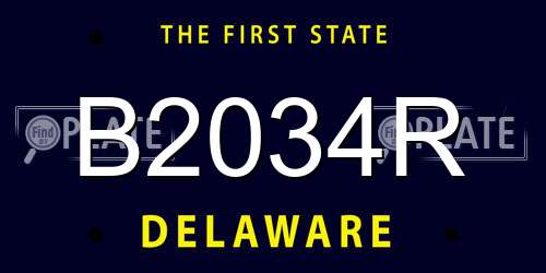B2034R Delaware License Plate