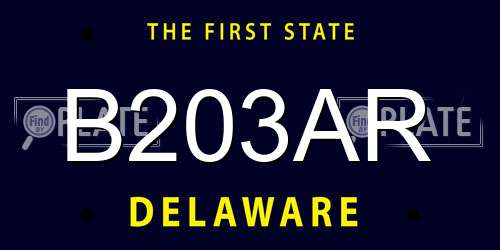 B203AR Delaware License Plate