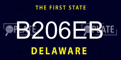 B206EB Delaware License Plate