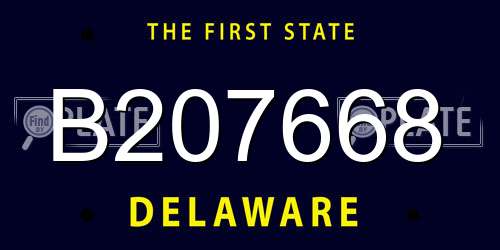 B207668 Delaware License Plate
