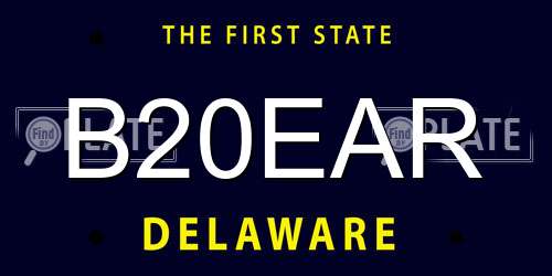B20EAR Delaware License Plate