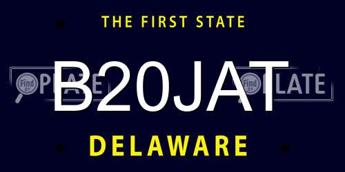 B20JAT Delaware License Plate