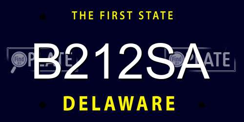 B212SA Delaware License Plate