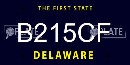 B215CF Delaware License Plate