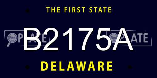 B2175A Delaware License Plate