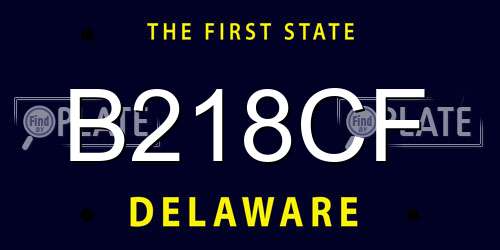 B218CF Delaware License Plate