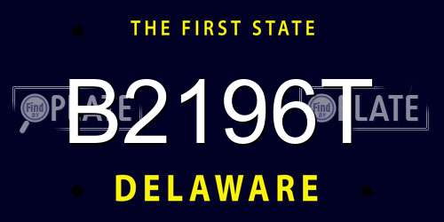 B2196T Delaware License Plate