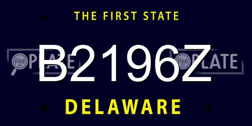 B2196Z Delaware License Plate
