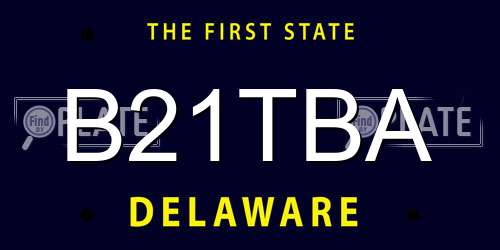 B21TBA Delaware License Plate
