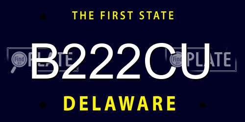 B222CU Delaware License Plate
