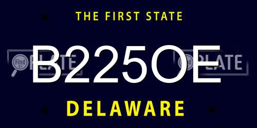 B225OE Delaware License Plate