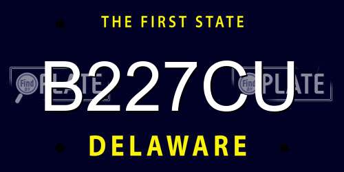 B227CU Delaware License Plate