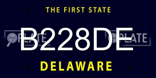 B228DE Delaware License Plate
