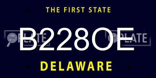 B228OE Delaware License Plate
