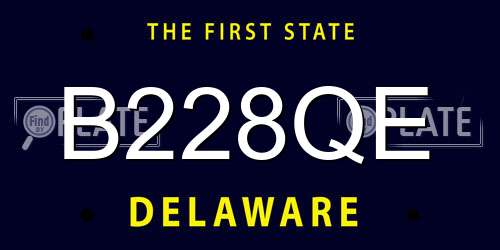 B228QE Delaware License Plate