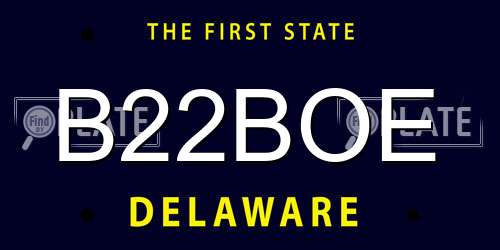 B22BOE Delaware License Plate