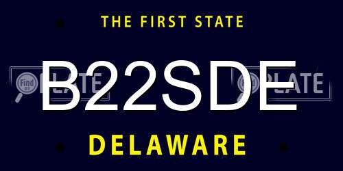 B22SDE Delaware License Plate