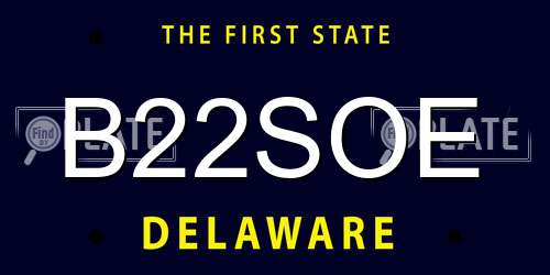 B22SOE Delaware License Plate