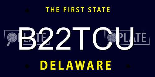 B22TCU Delaware License Plate