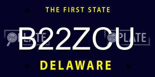 B22ZCU Delaware License Plate