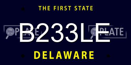 B233LE Delaware License Plate