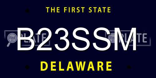 B23SSM Delaware License Plate