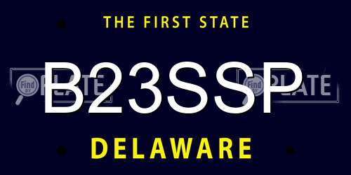 B23SSP Delaware License Plate