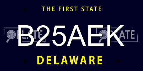 B25AEK Delaware License Plate
