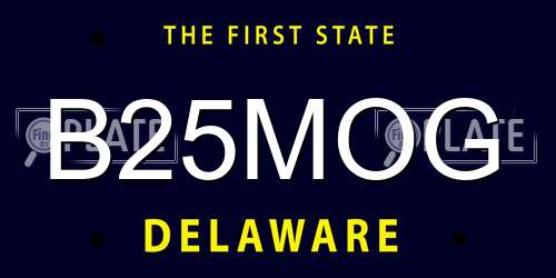 B25MOG Delaware License Plate