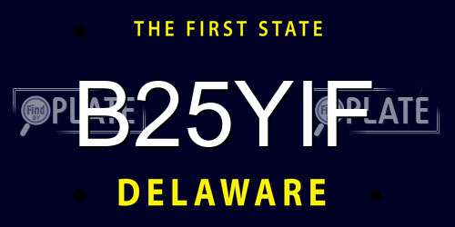B25YIF Delaware License Plate