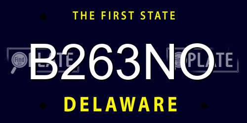 B263NO Delaware License Plate