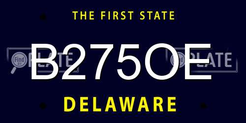 B275OE Delaware License Plate