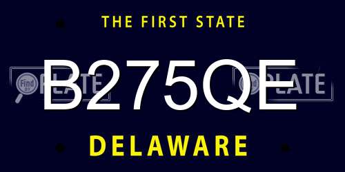 B275QE Delaware License Plate