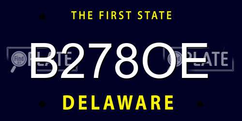 B278OE Delaware License Plate
