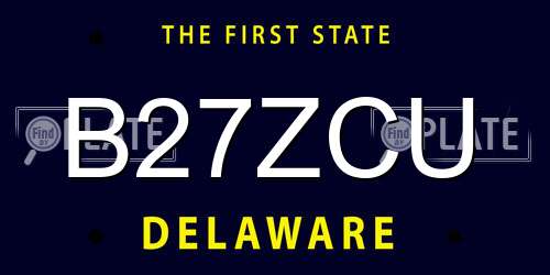 B27ZCU Delaware License Plate