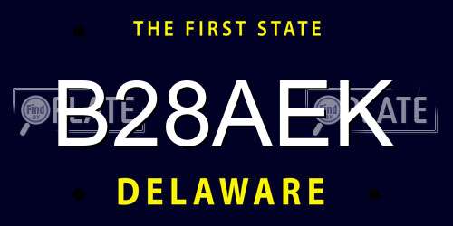 B28AEK Delaware License Plate