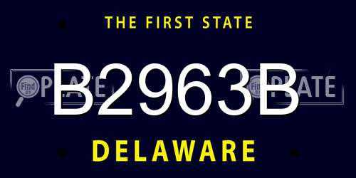 B2963B Delaware License Plate