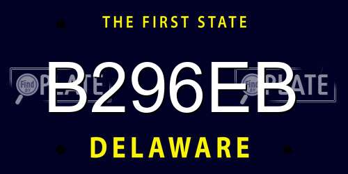 B296EB Delaware License Plate