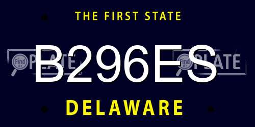 B296ES Delaware License Plate