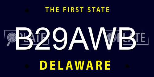 B29AWB Delaware License Plate