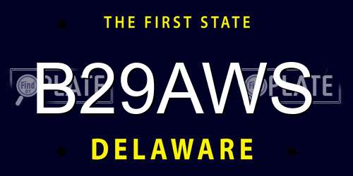 B29AWS Delaware License Plate