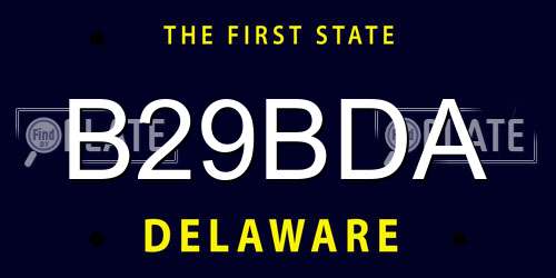 B29BDA Delaware License Plate