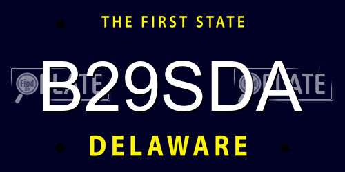 B29SDA Delaware License Plate