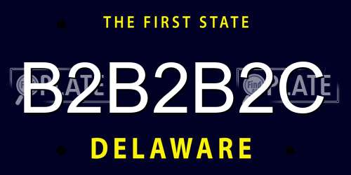 B2B2B2C Delaware License Plate
